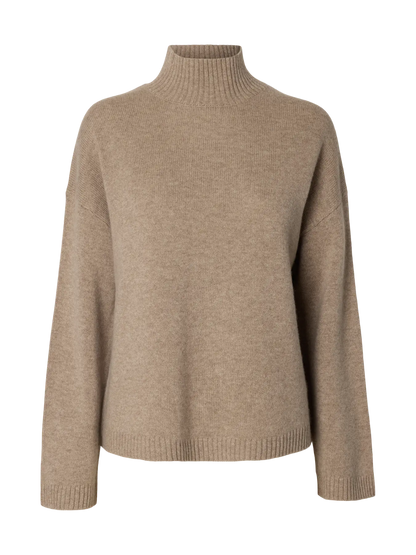 SLFCille Cashmere Blend High Neck - Irish Cream mel.