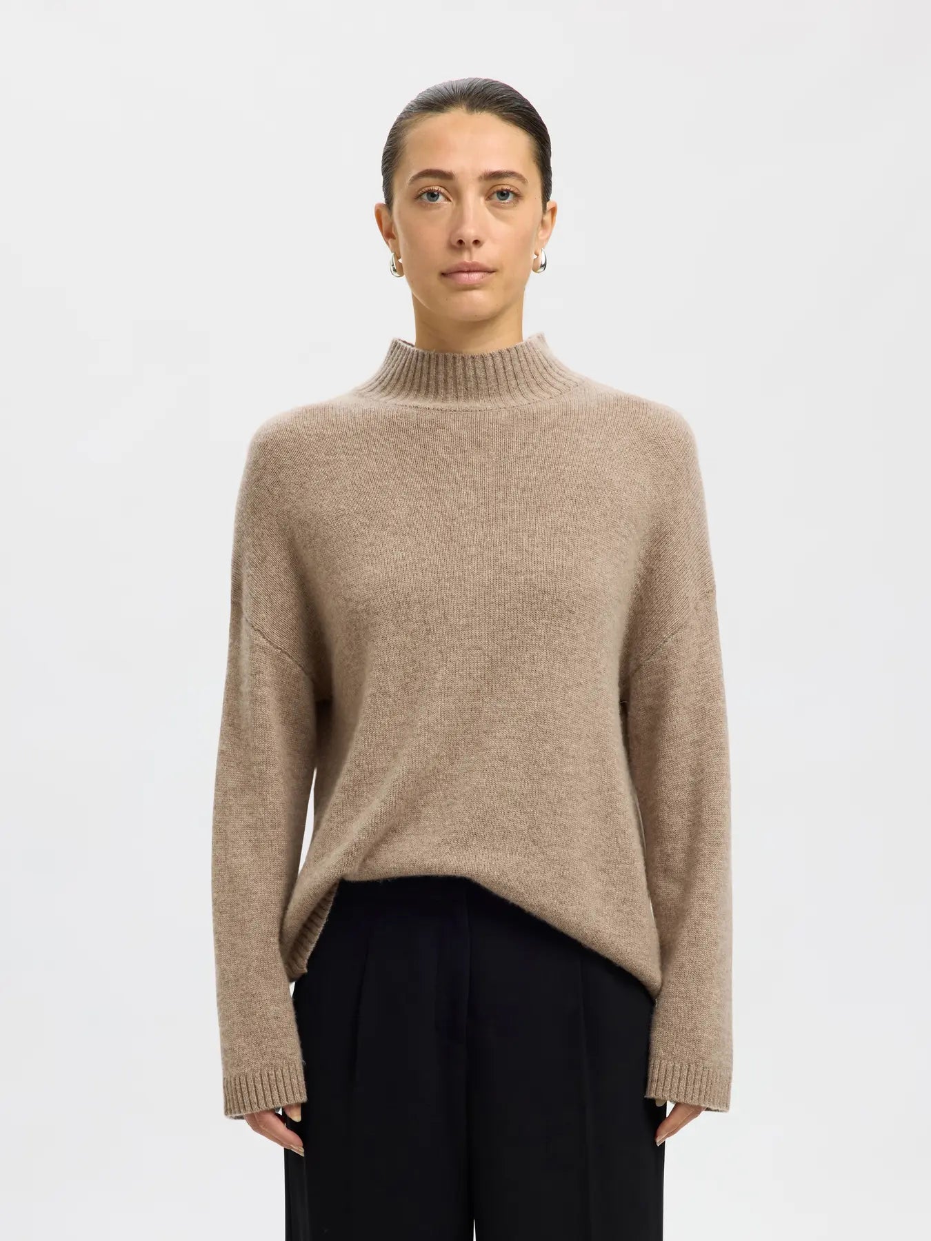 SLFCille Cashmere Blend High Neck - Irish Cream mel.