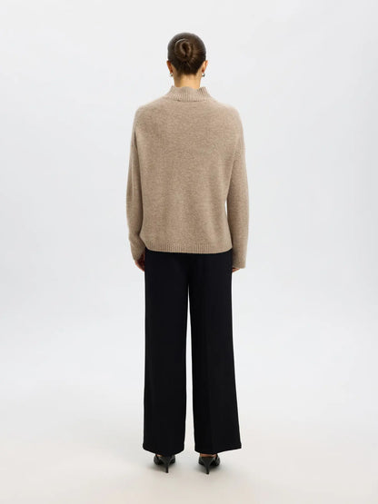 SLFCille Cashmere Blend High Neck - Irish Cream mel.