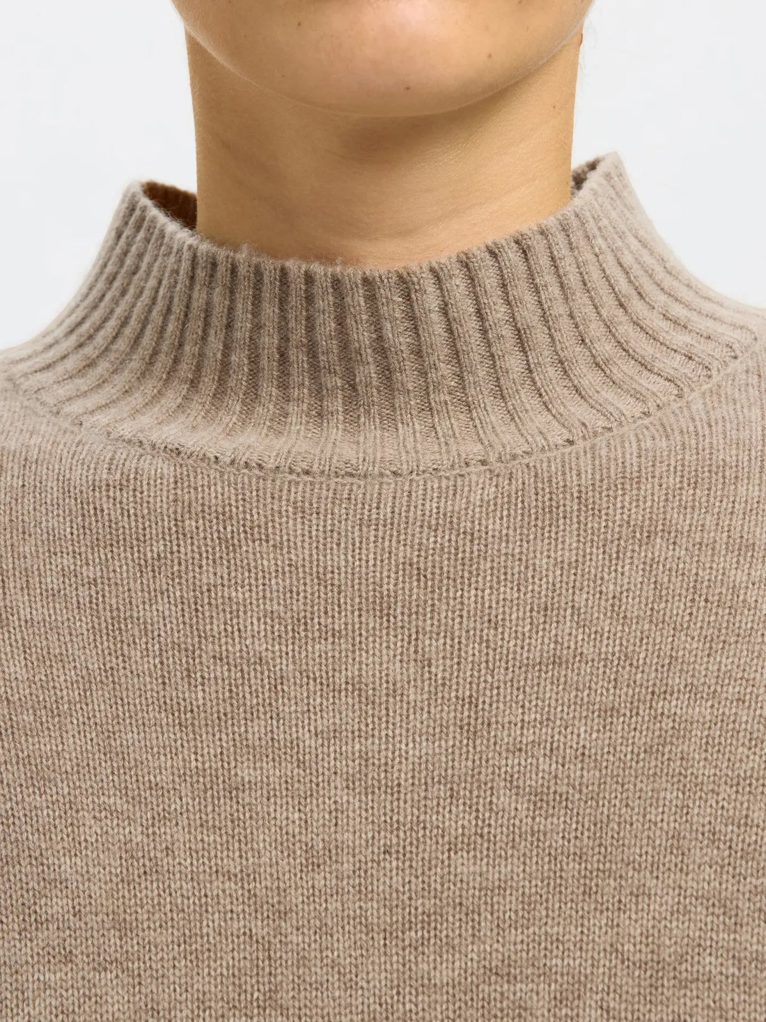 SLFCille Cashmere Blend High Neck - Irish Cream mel.