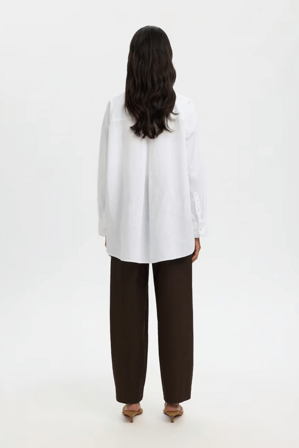 SLFcleo Oversize Linen Blend Shirt - Bright White