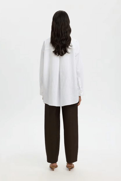 SLFcleo Oversize Linen Blend Shirt - Bright White