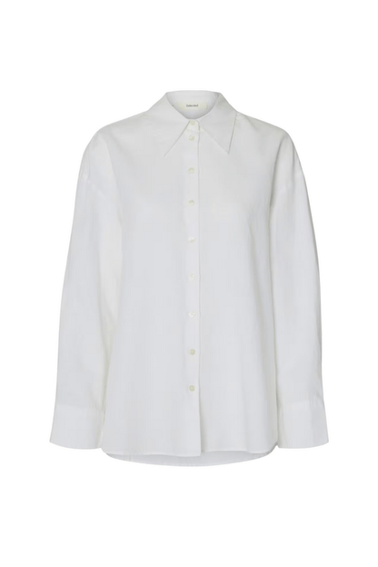 SLFcleo Oversize Linen Blend Shirt - Bright White