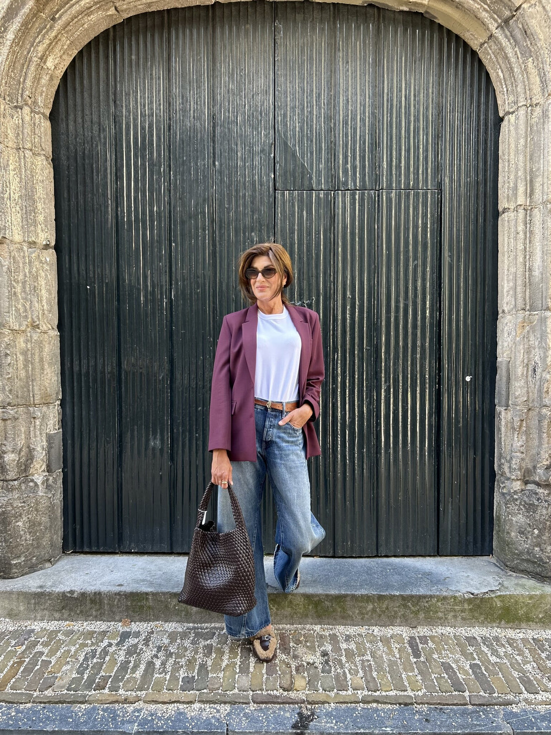 Another burgundy blazer look