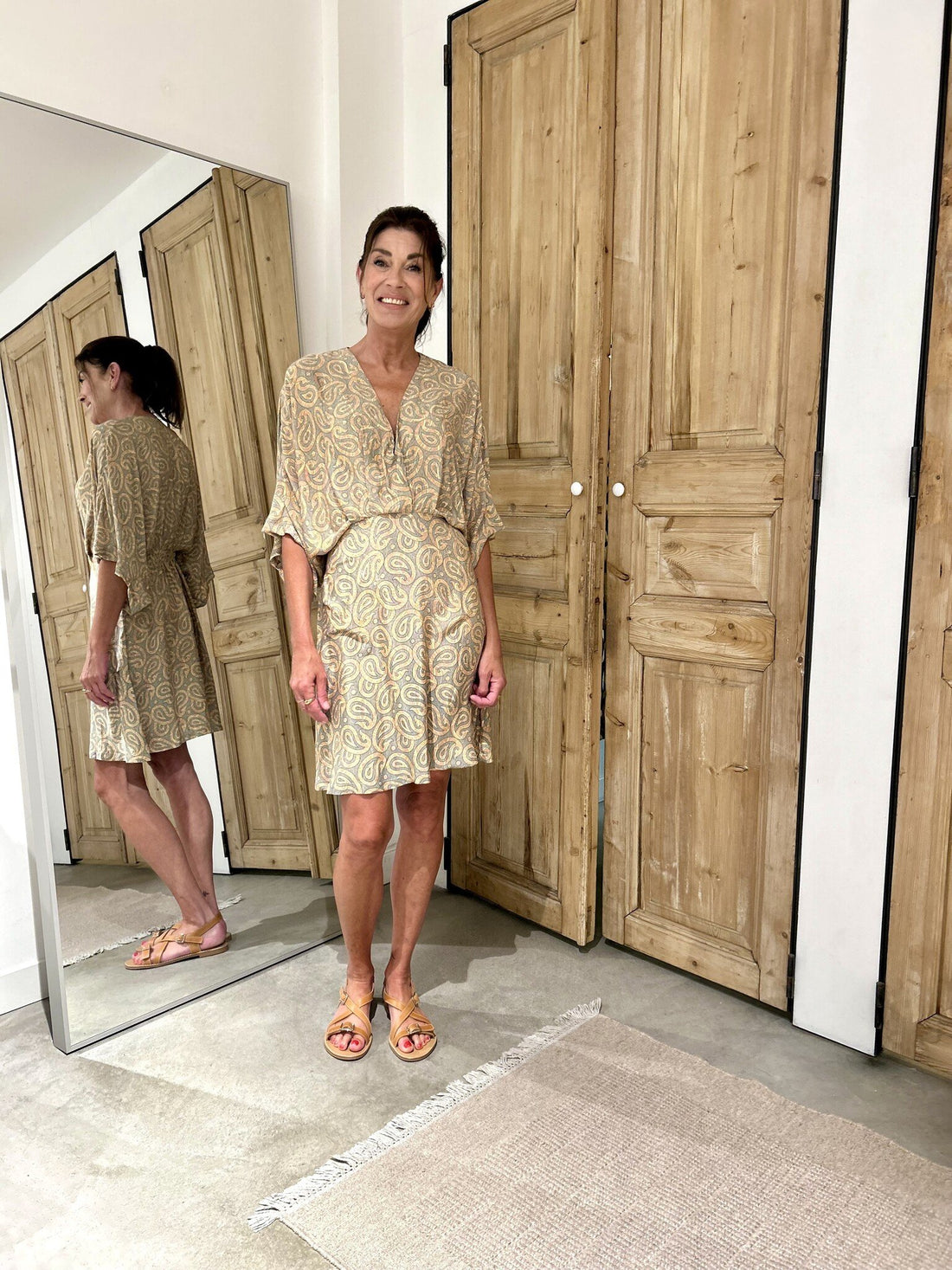 Rodrigo Short Caftan Dress -Soft Orange Print