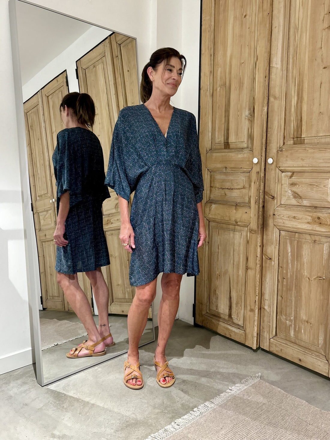 Rodrigo Short Dress - Petrol Print
