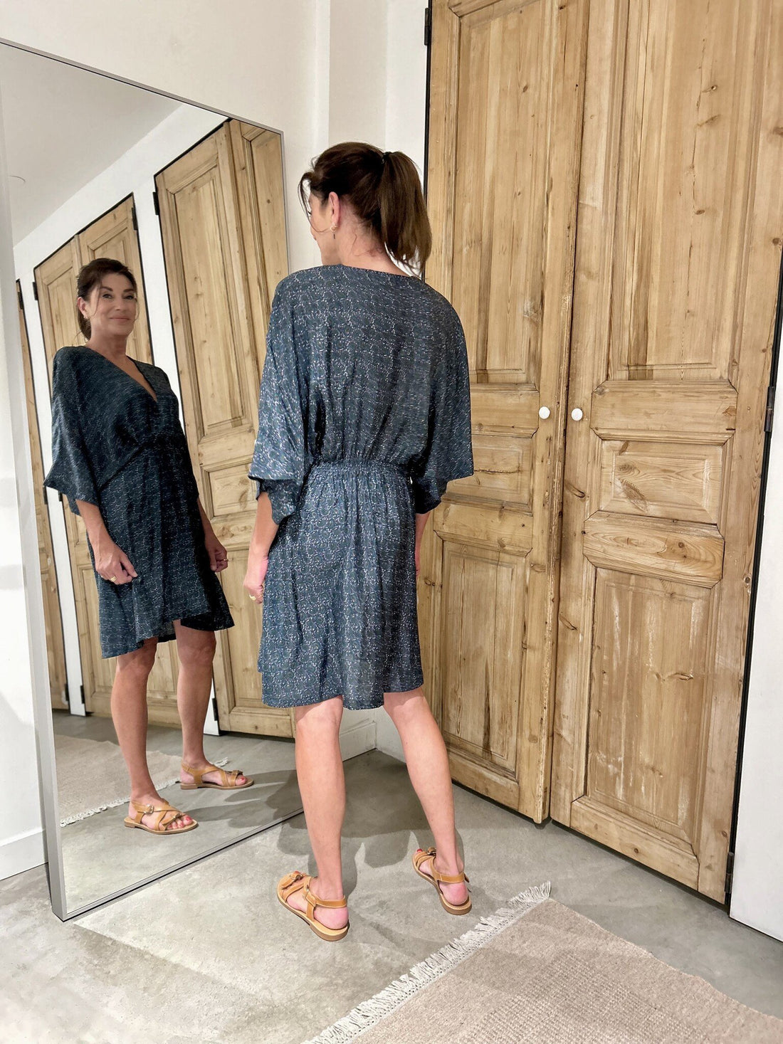 Rodrigo Short Dress - Petrol Print