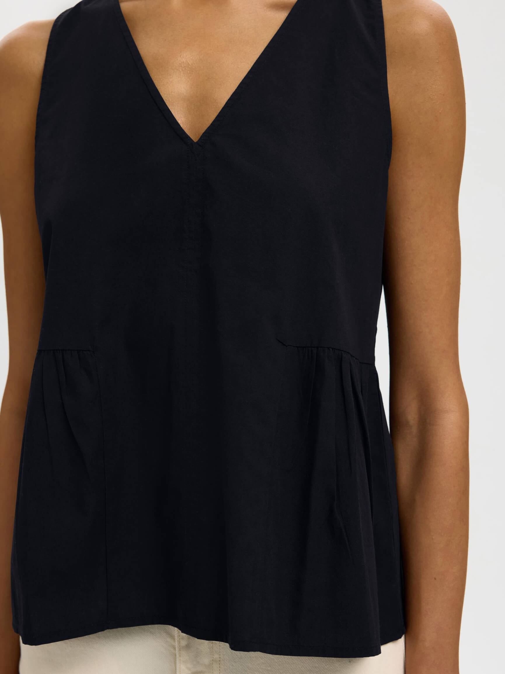 SLFblair SL V-Neck Peplum Top - Black