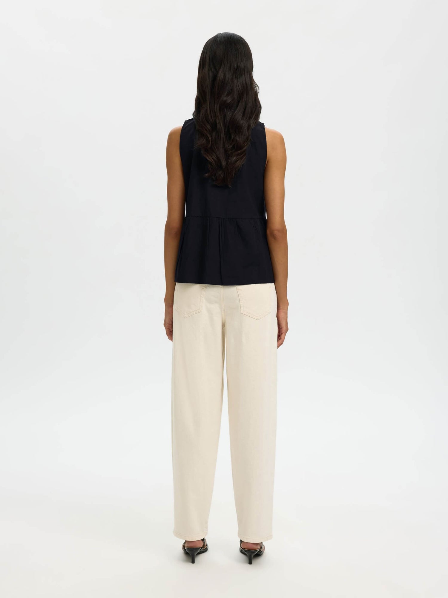 SLFblair SL V-Neck Peplum Top - Black