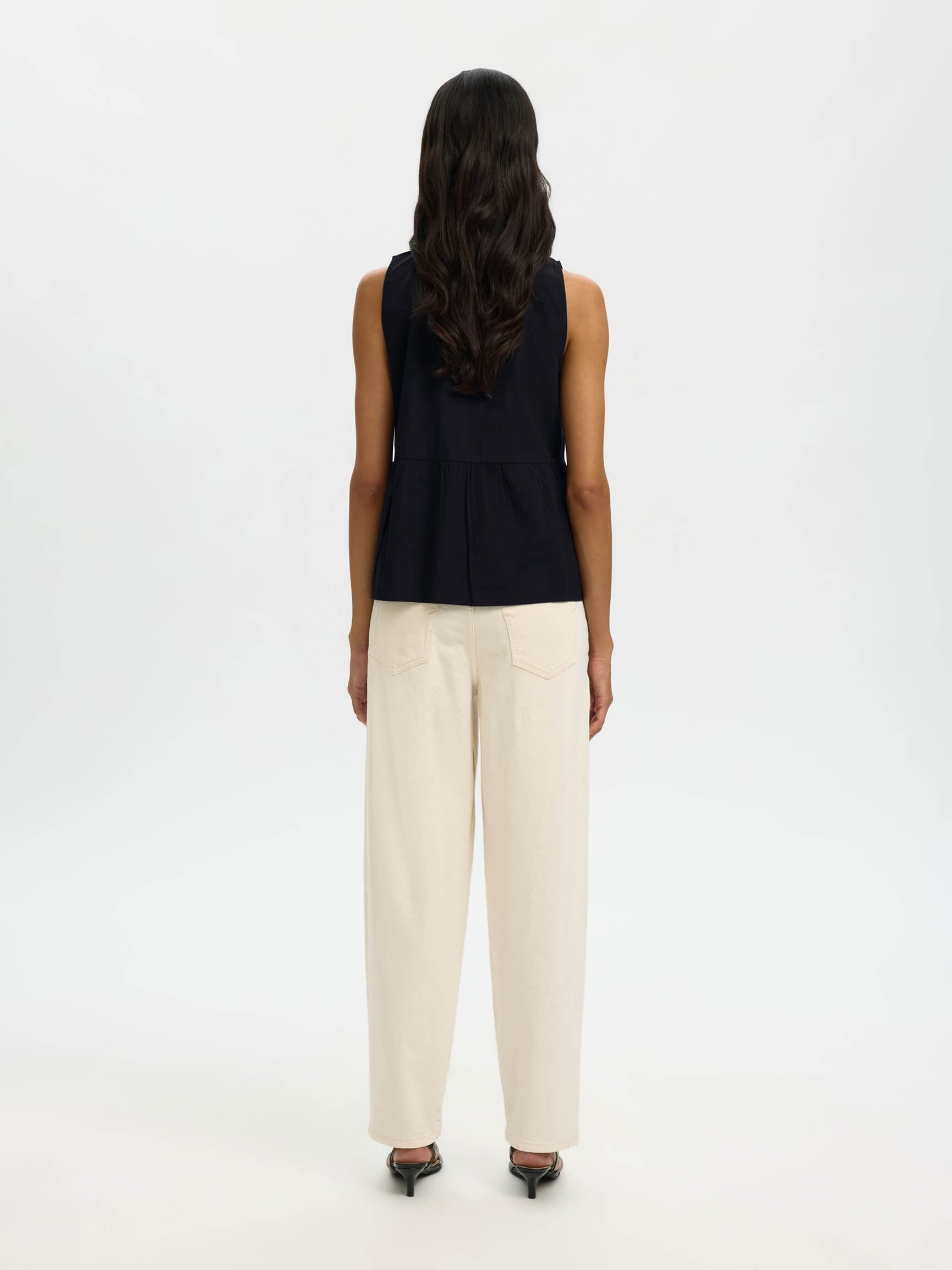 SLFblair SL V-Neck Peplum Top - Black