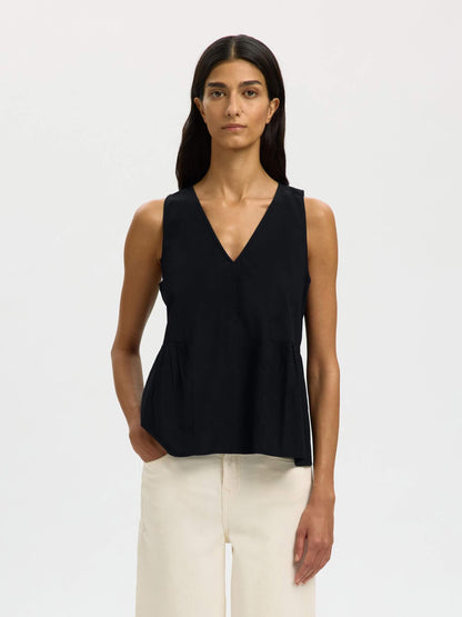 SLFblair SL V-Neck Peplum Top - Black
