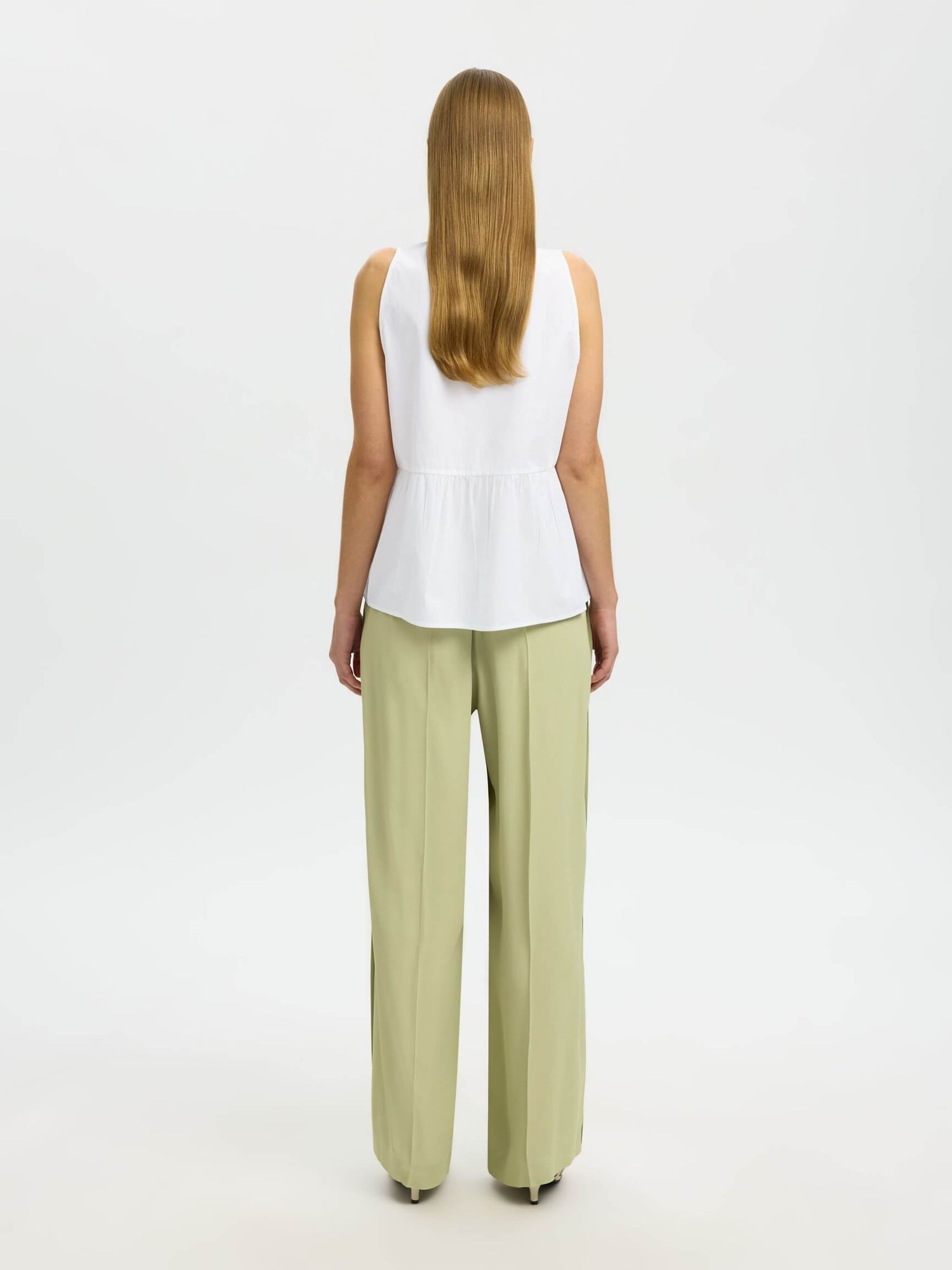 SLFblair SL V-Neck Peplum Top - Bright White