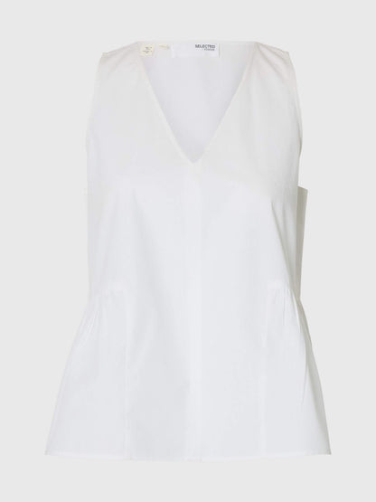 SLFblair SL V-Neck Peplum Top - Bright White