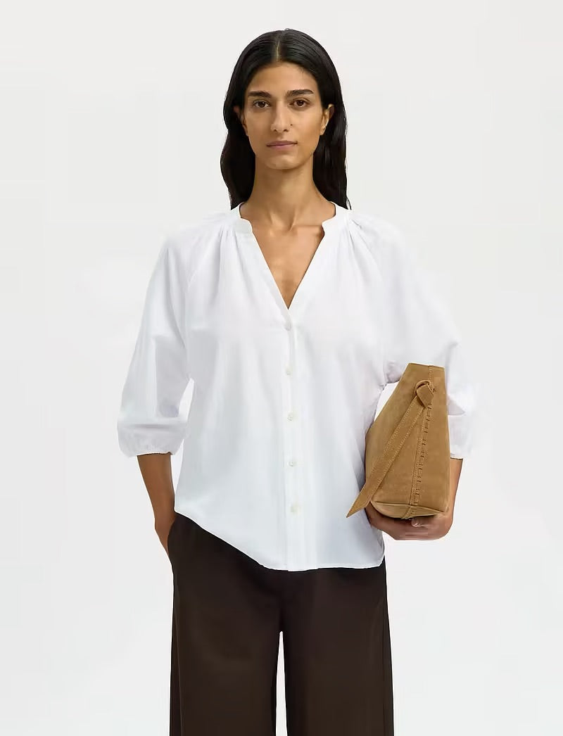 SLFcleo-Alberta Linen Blend Shirt - Bright White