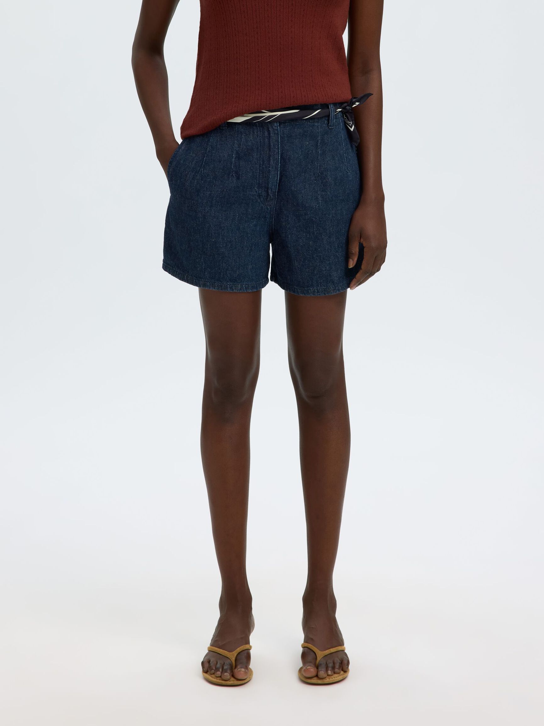 SLFhanny HW Mini Denim Shorts - Dark Blue
