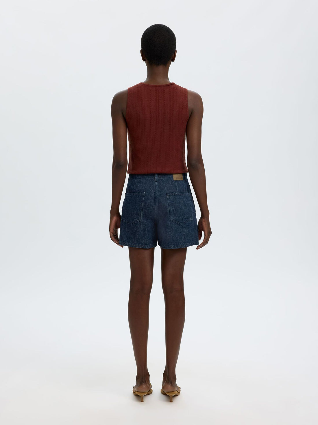 SLFhanny HW Mini Denim Shorts - Dark Blue