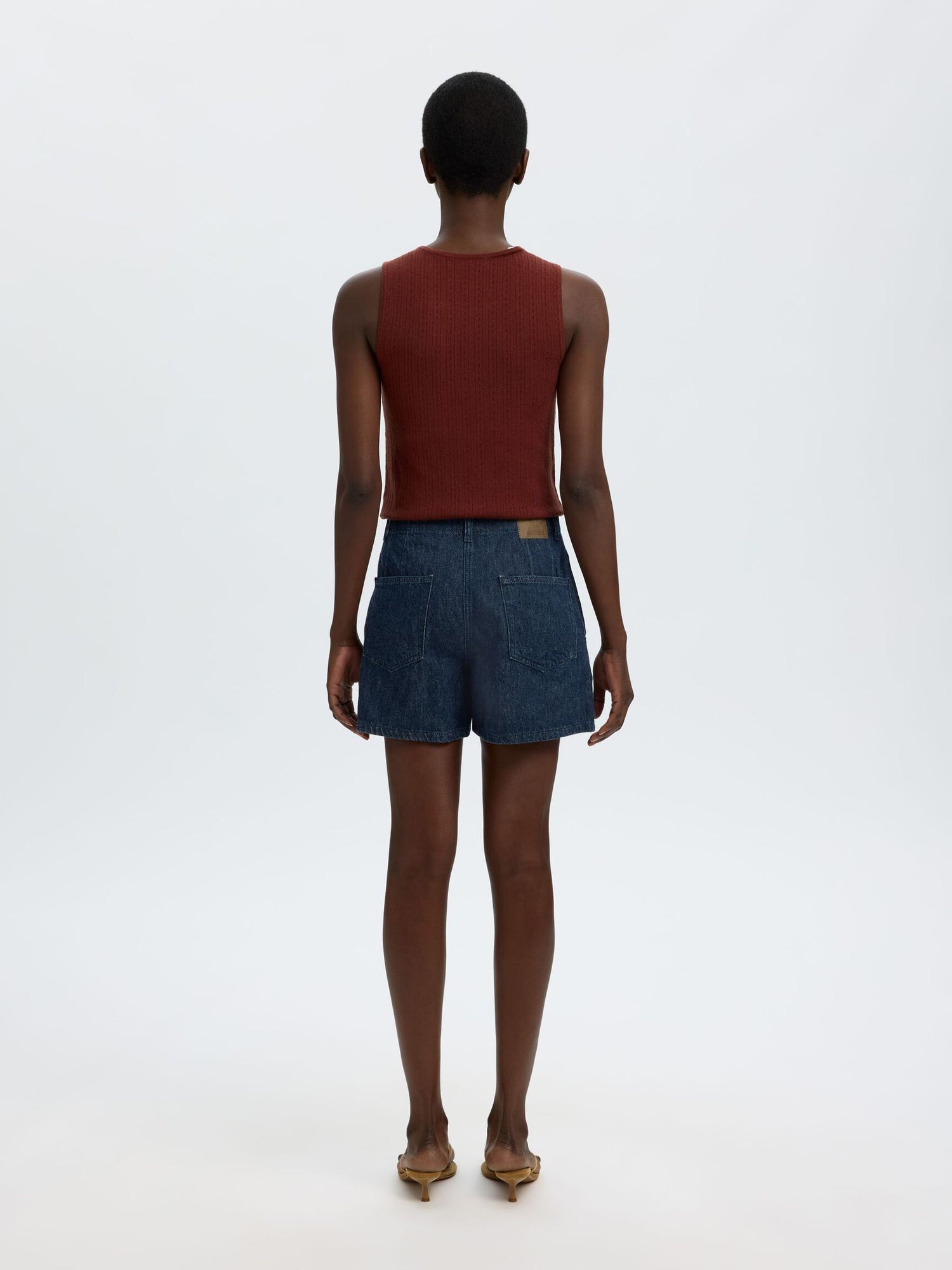 SLFhanny HW Mini Denim Shorts - Dark Blue