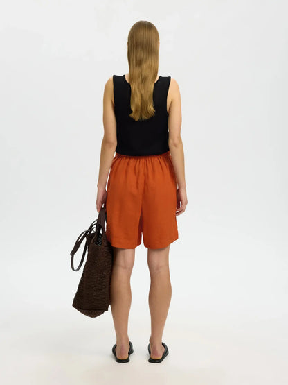 SLFlinna HW Linen String Shorts - Potters Clay