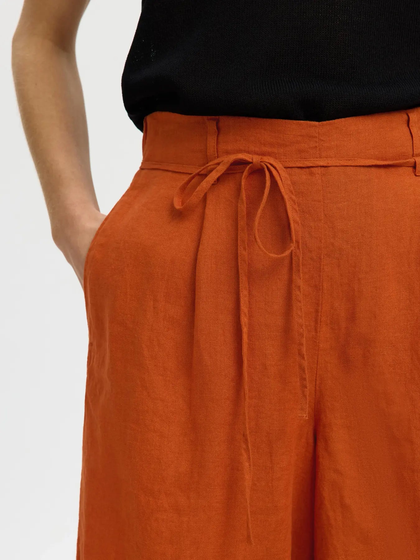 SLFlinna HW Linen String Shorts - Potters Clay