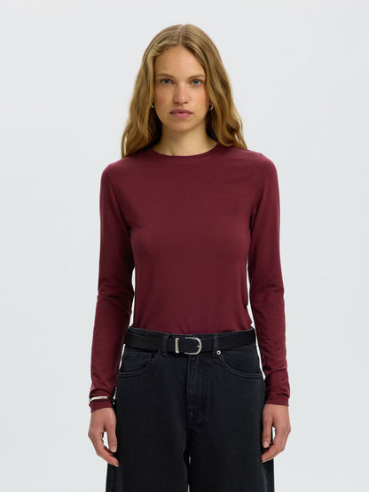 SLFmanja LS O-neck Noos - Tawny Port