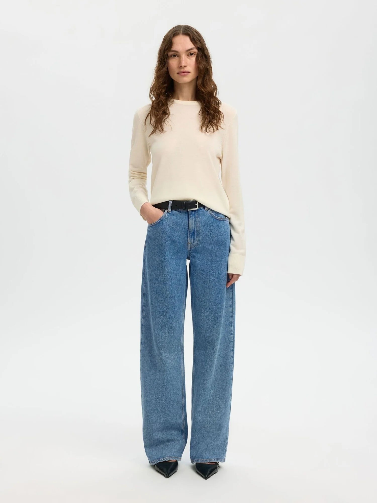 SLFwide Bea-Kori Skyblue - Light Blue Denim