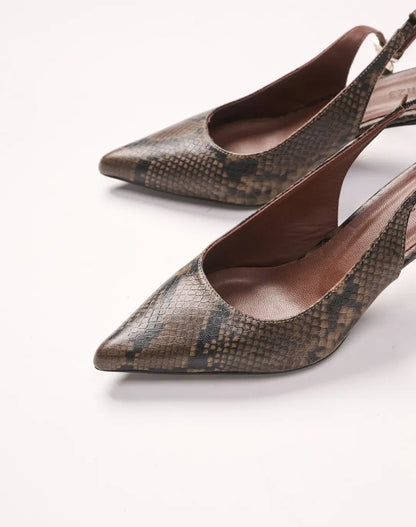Reese Slingback Low Heel - Vison Python