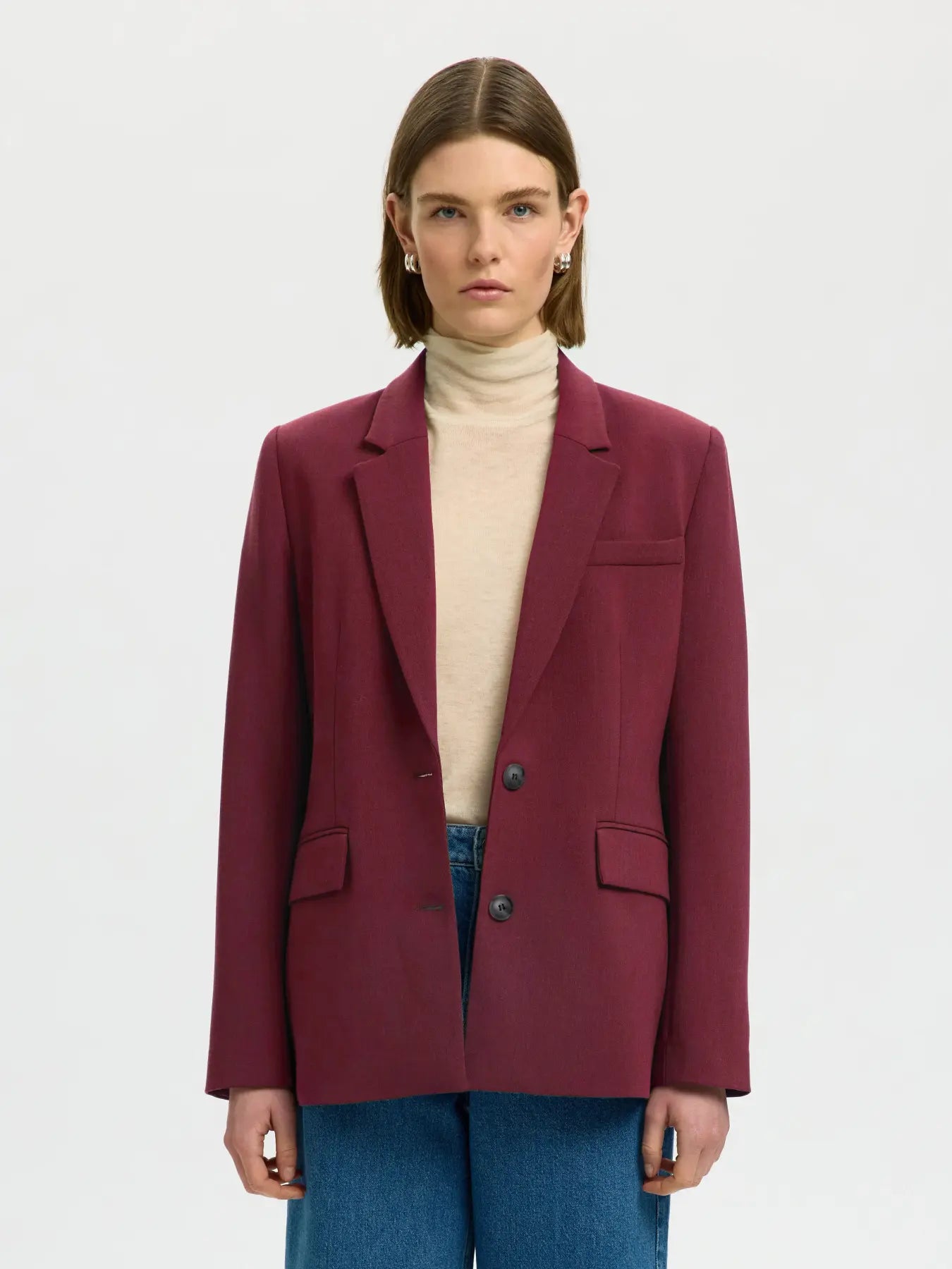 SLFRita LS Classic Blazer Mel - Tawny Port Mel.