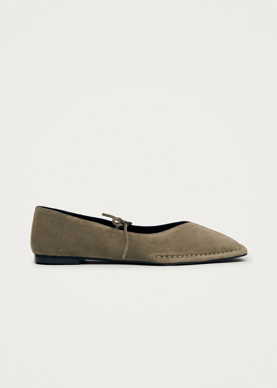 Sway Suede Leather Ballet Flats - Khaki