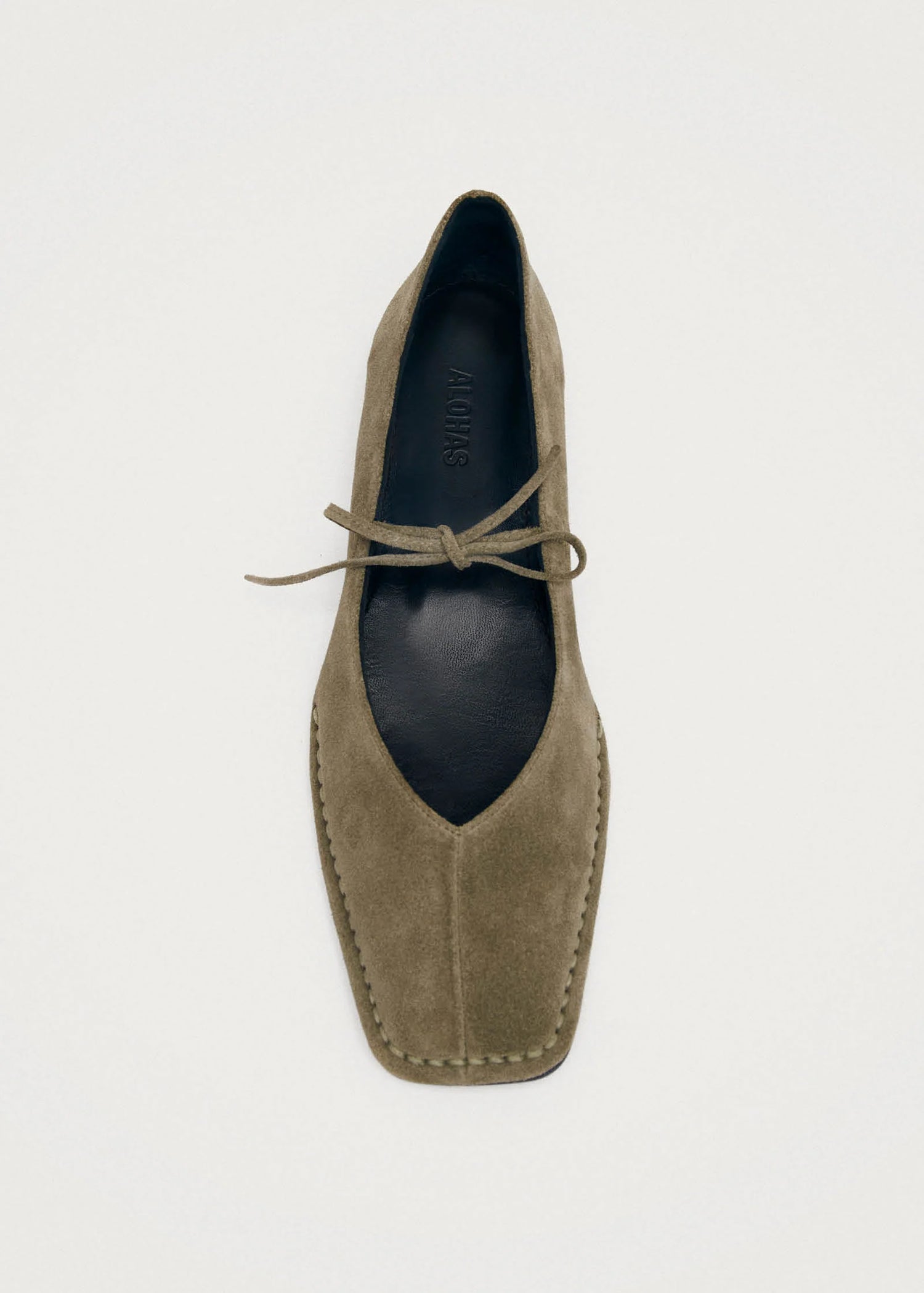 Sway Suede Leather Ballet Flats - Khaki