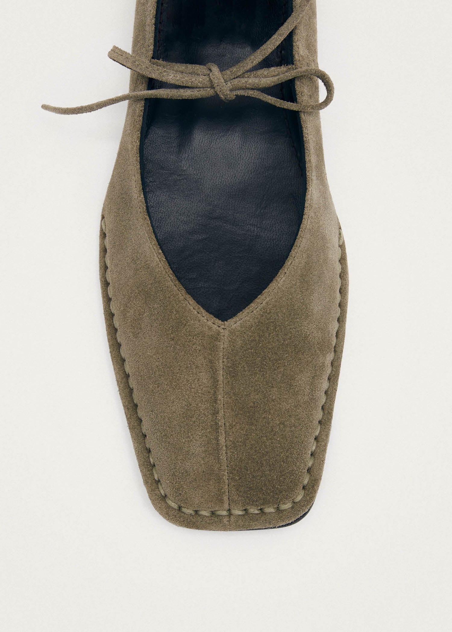 Sway Suede Leather Ballet Flats - Khaki