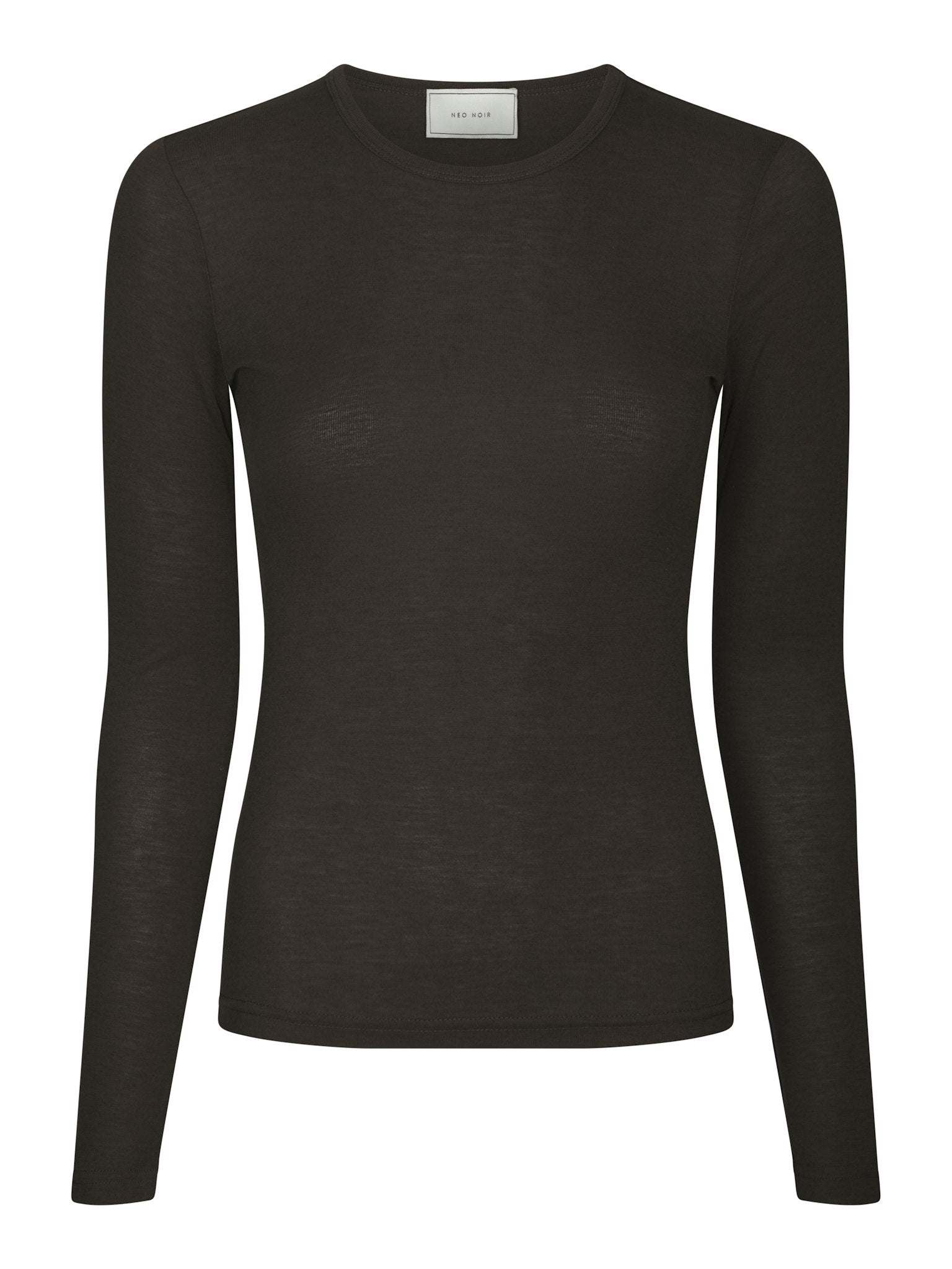 Nella Fine Rib Blouse - Dark Brown