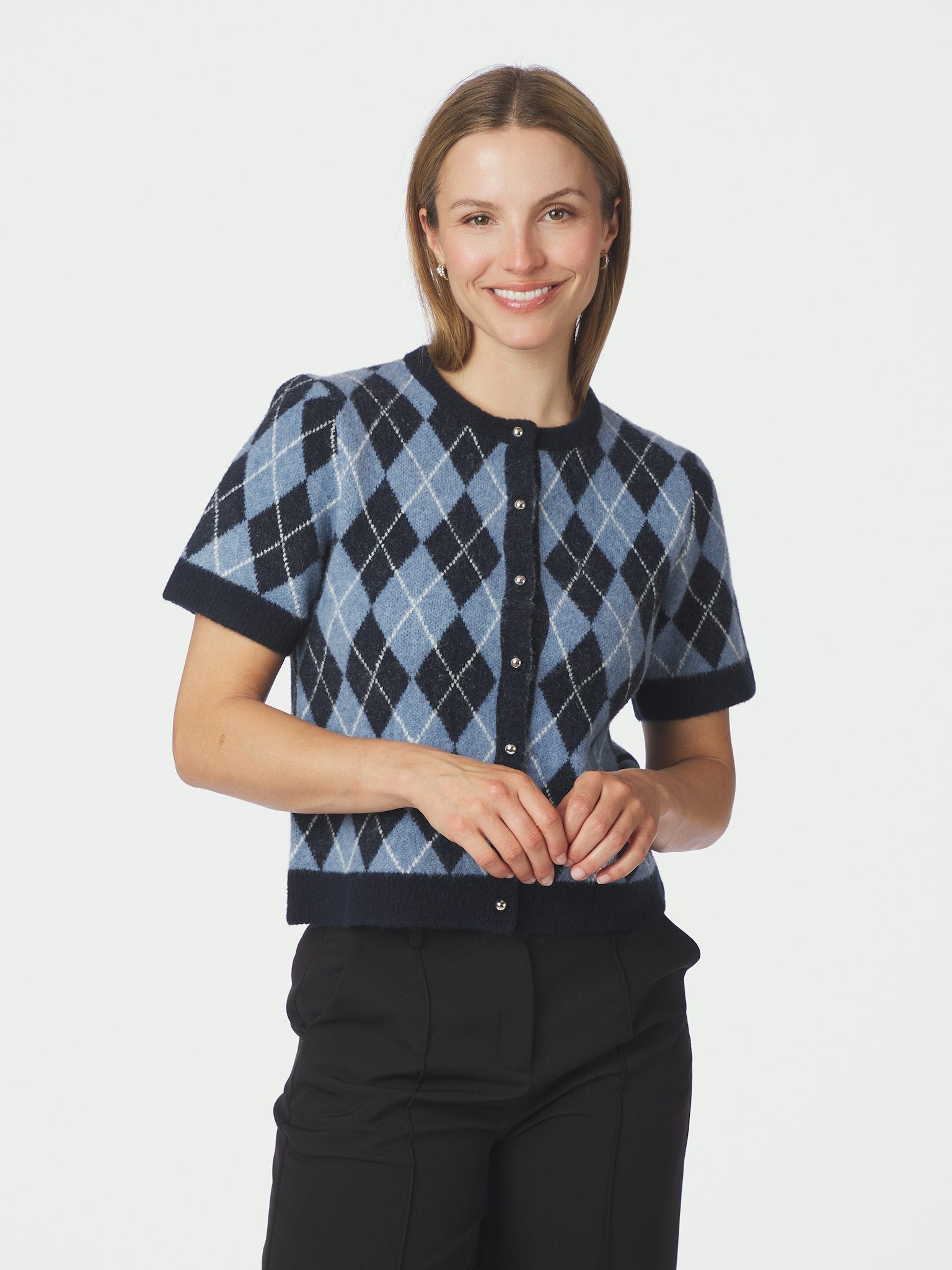 Allestar Check Knit Cardigan - Navy