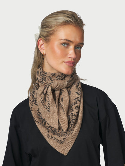 Lolana Paisley Knit Scarf - Beige Melange