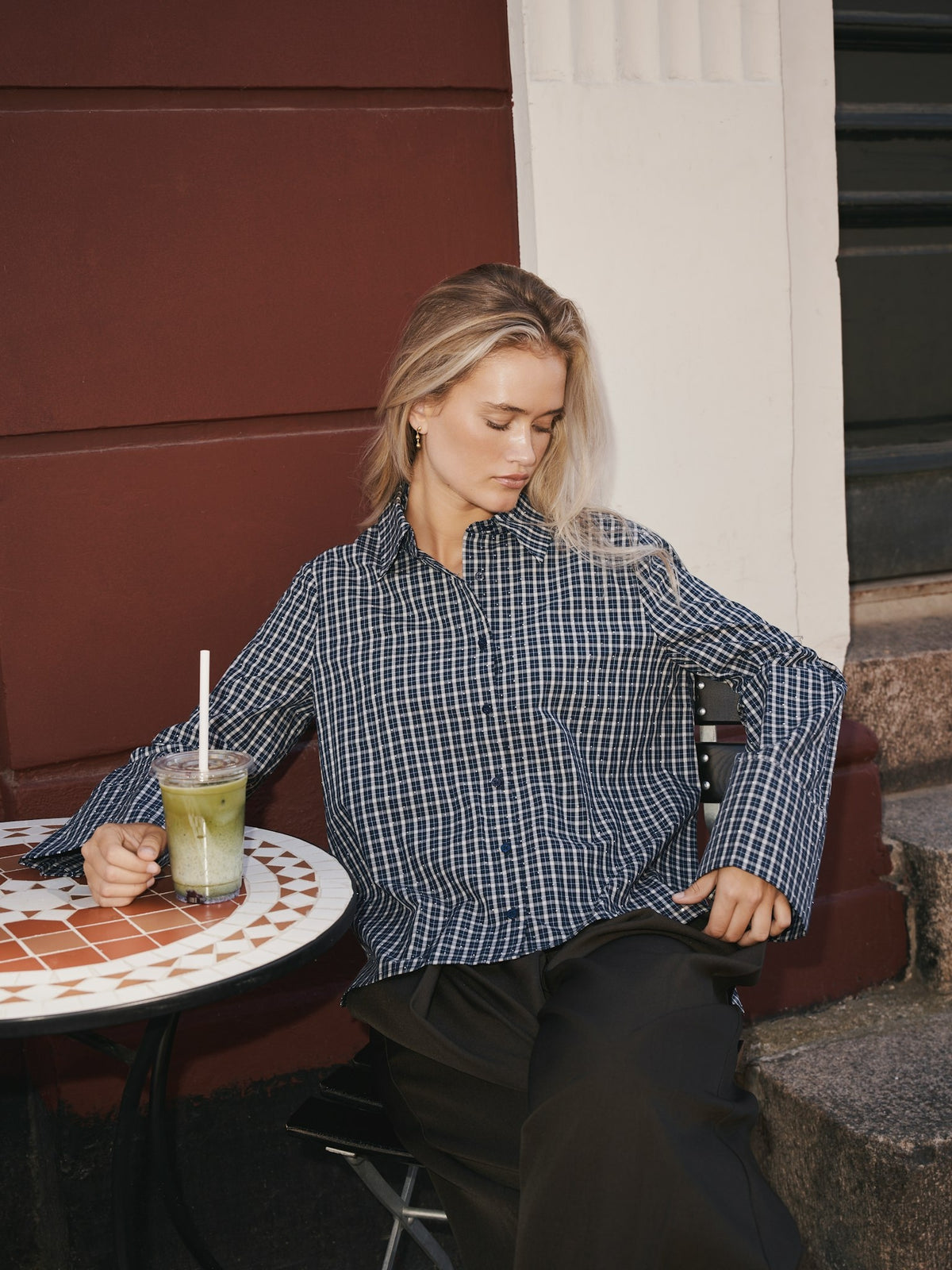 Drew Check Bedaz Shirt - Dark Blue