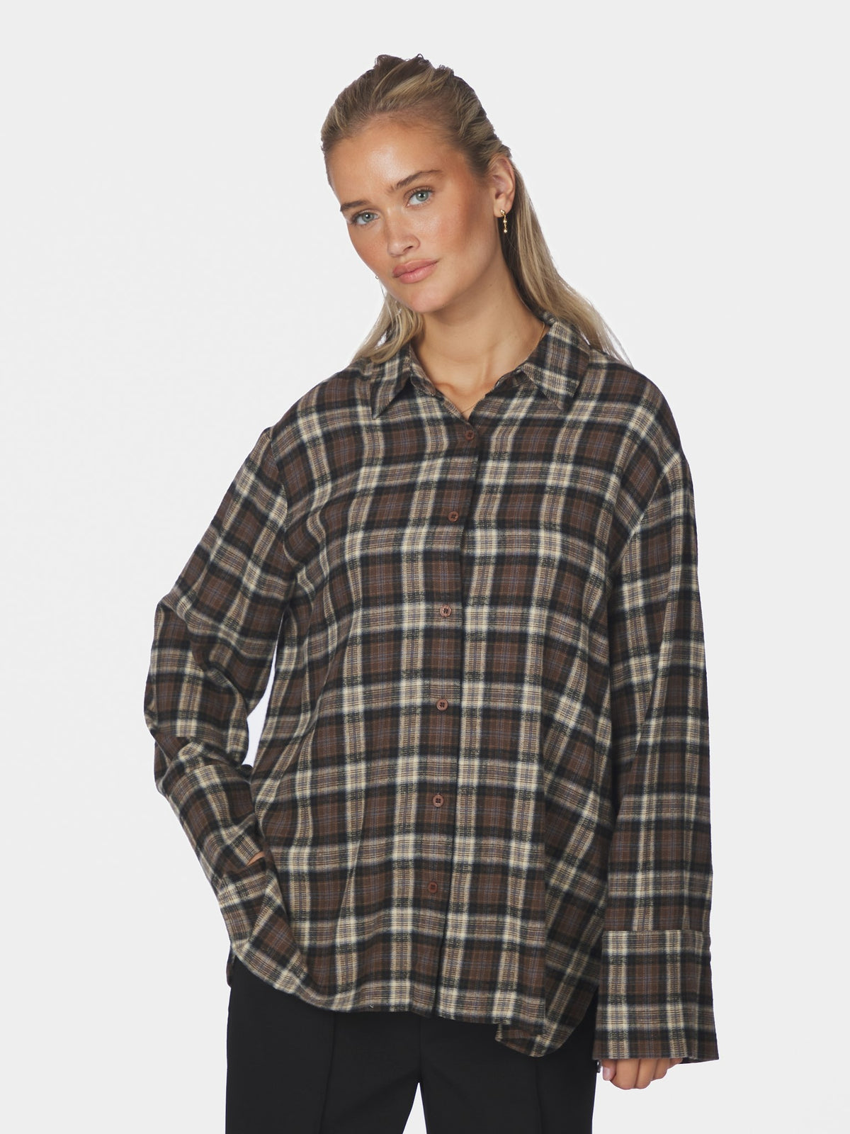 Dita Flannel Check Shirt - Dark Taupe