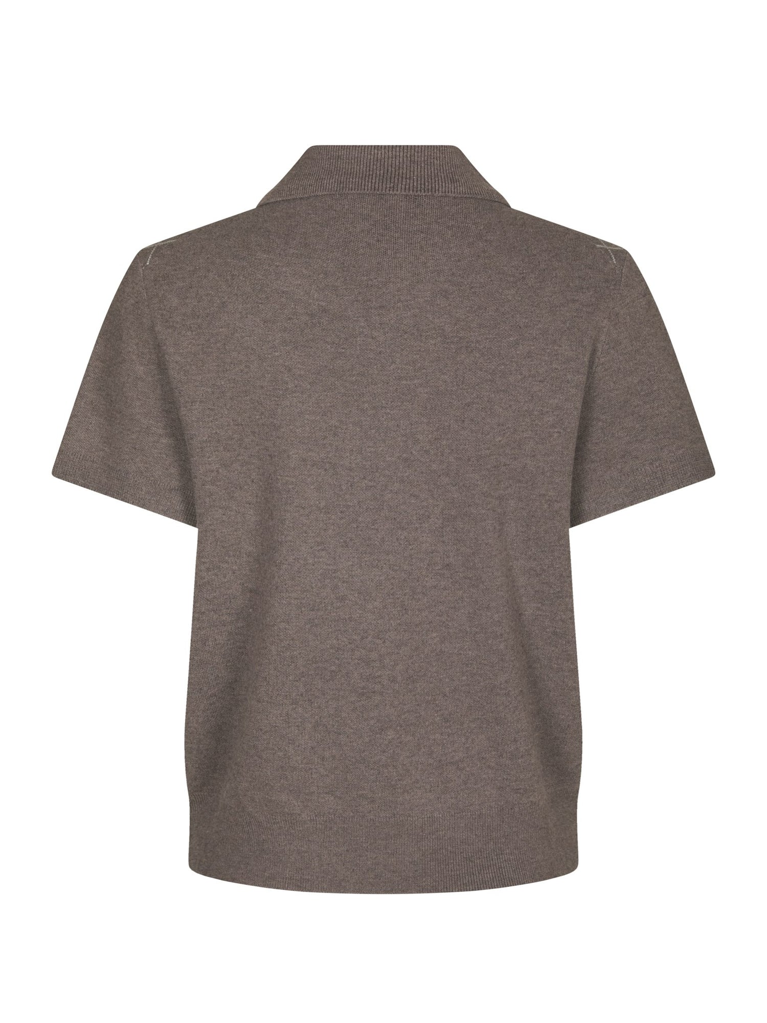 Gia Check Knit Blouse - Dark Taupe