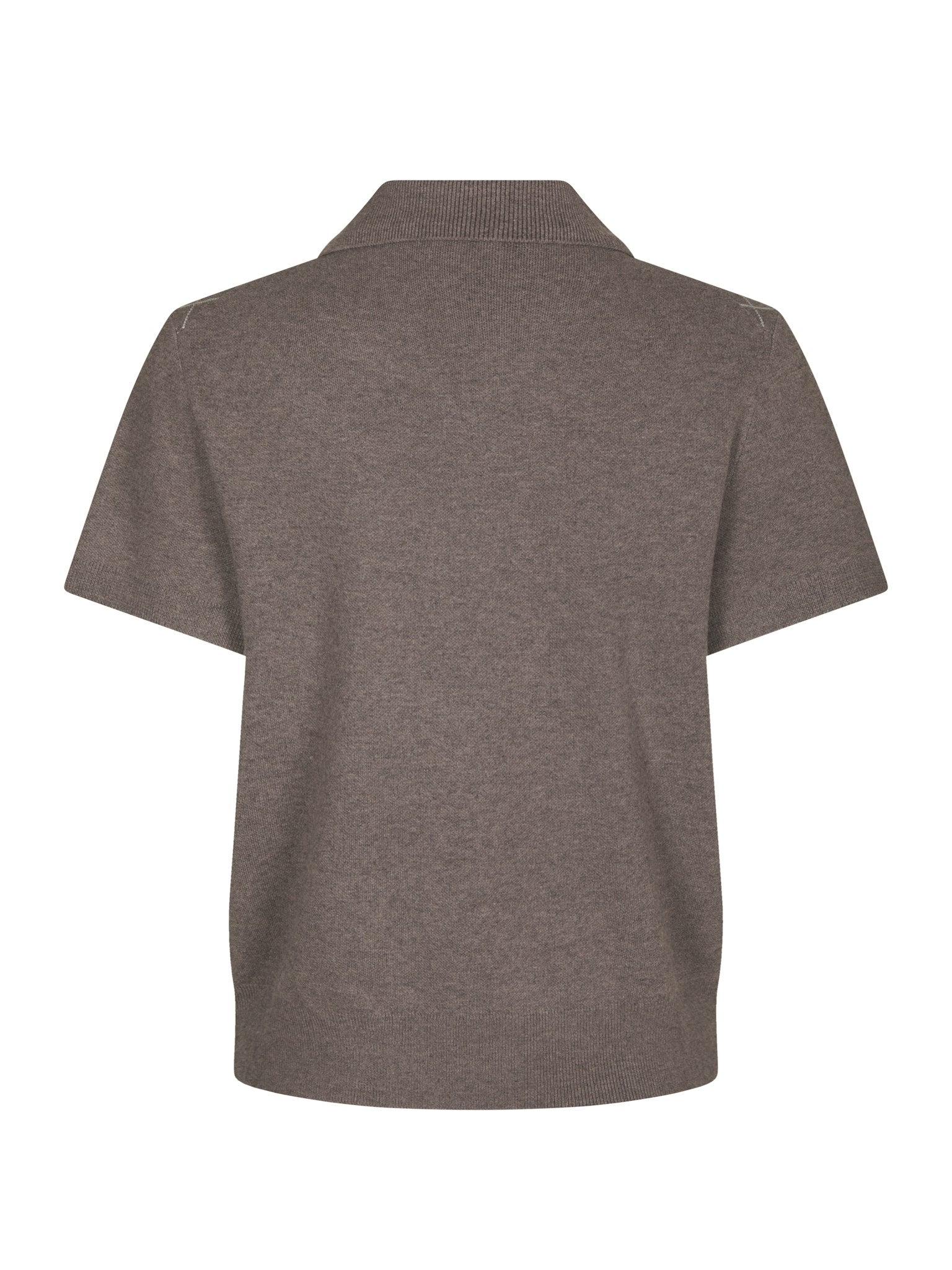 Gia Check Knit Blouse - Dark Taupe