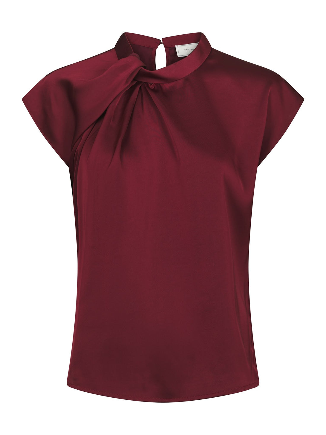 Fleur Drapy Satin Blouse - Burgundy