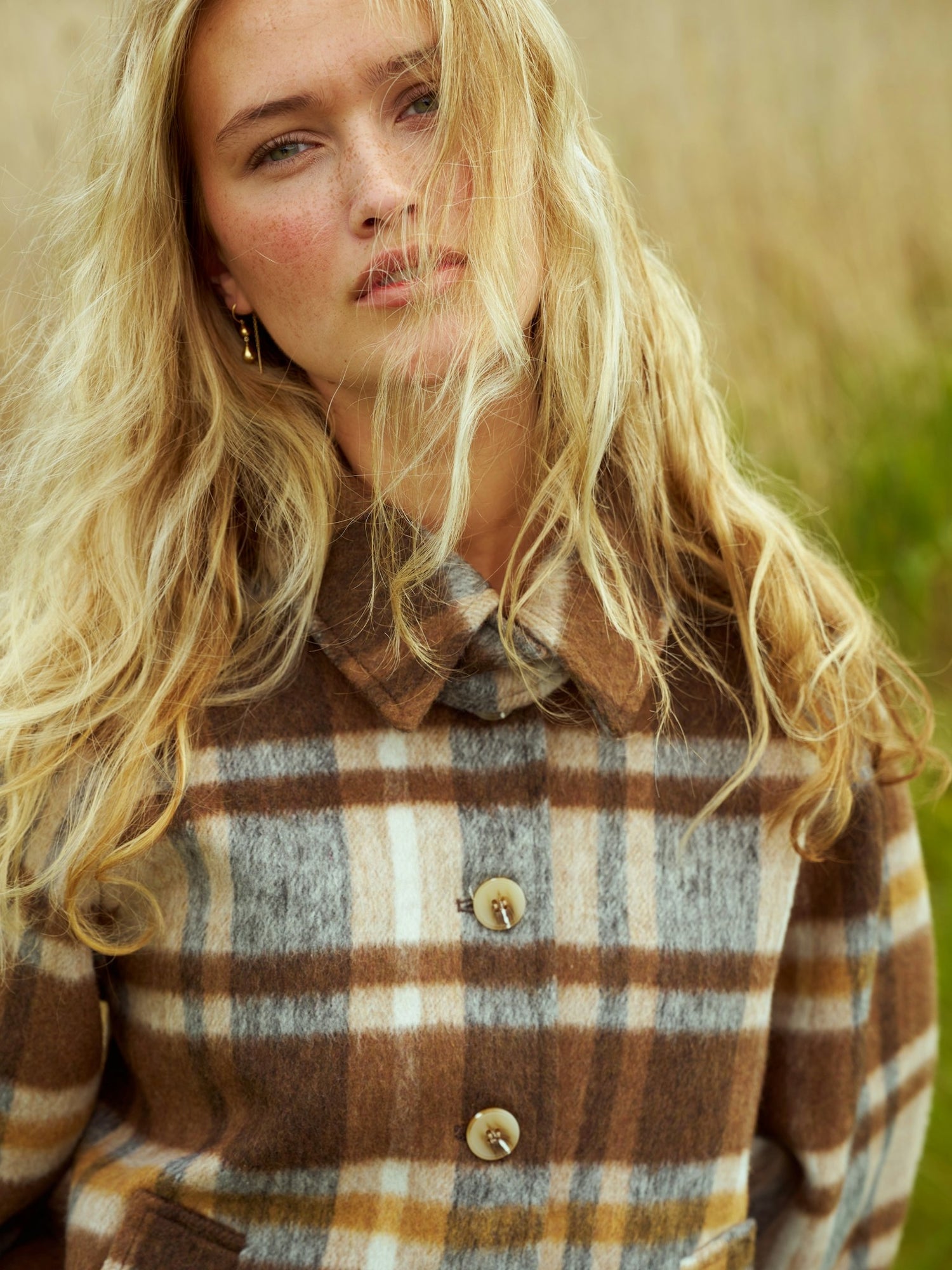 Quinn Check Jacket - Camel
