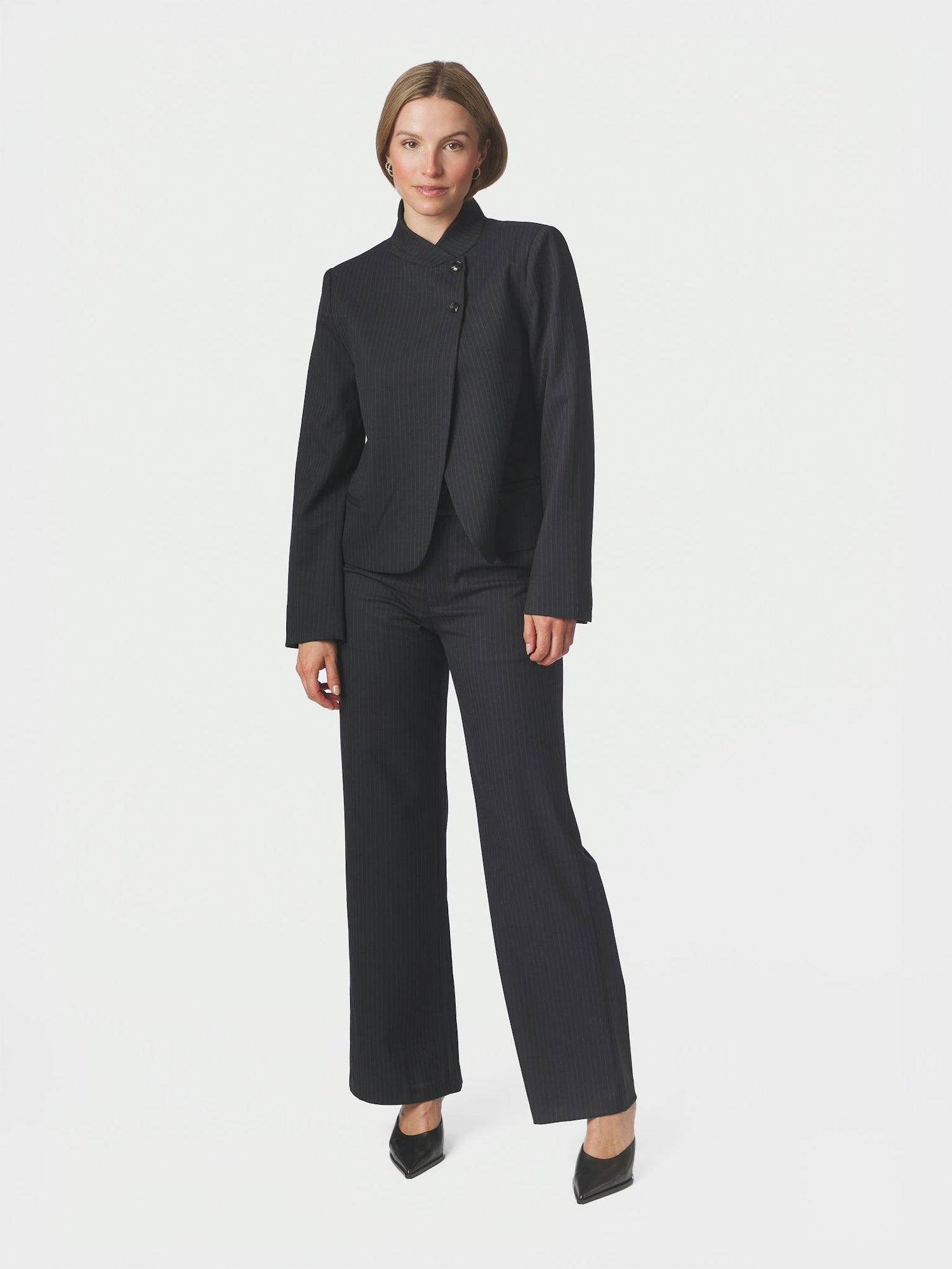 Nathalie Slim Pinstripe Pants - Dark Navy