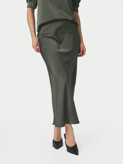 Vicky Heavy Sateen Skirt - Deep Green