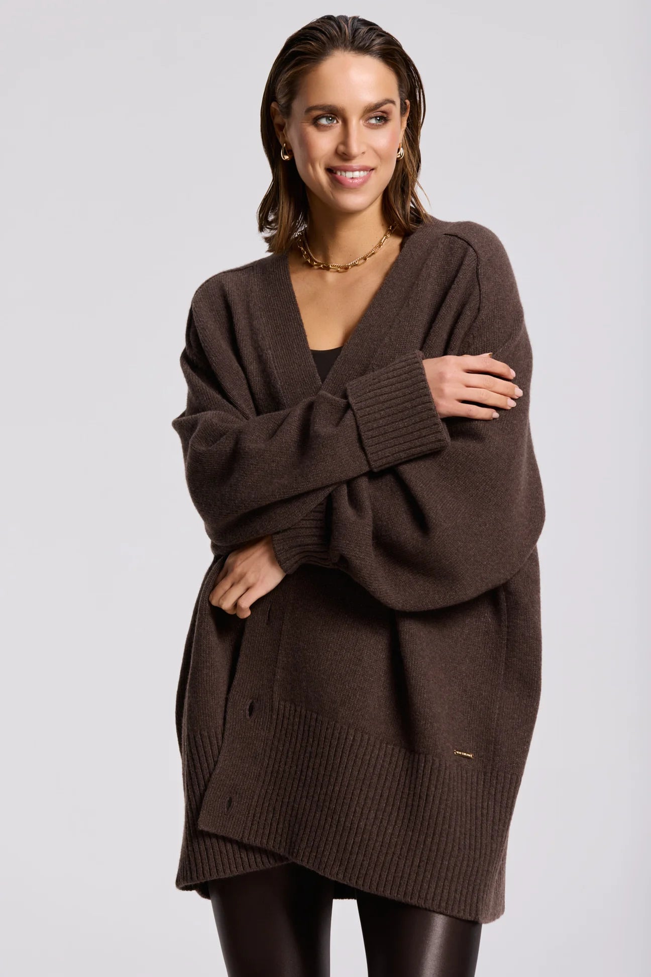 Florence Boyfriend Cardigan - Kakao Melange