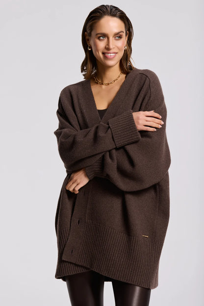 Florence Boyfriend Cardigan - Kakao Melange