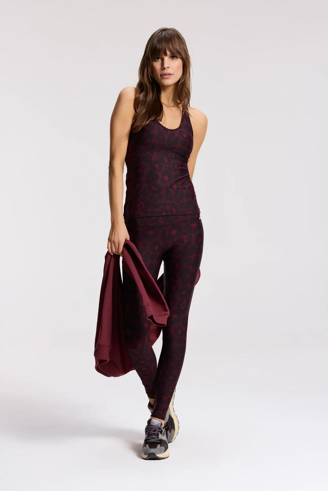 Classic Leggings High Waistband - Leopard Bordeaux
