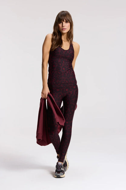 Classic Leggings High Waistband - Leopard Bordeaux