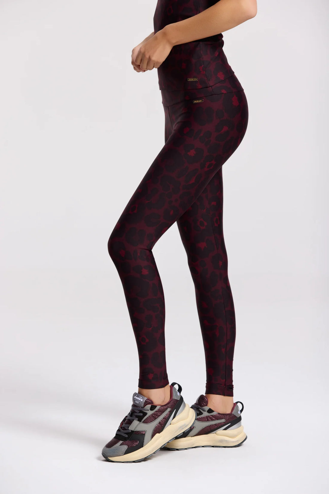 Classic Leggings High Waistband - Leopard Bordeaux