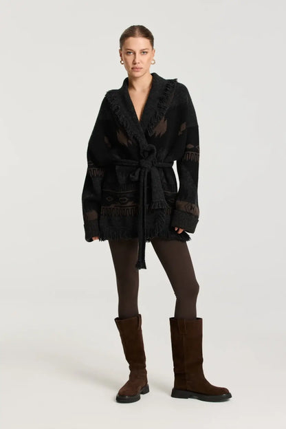 Ymke Cardigan - Dusk Brown/Black Sand