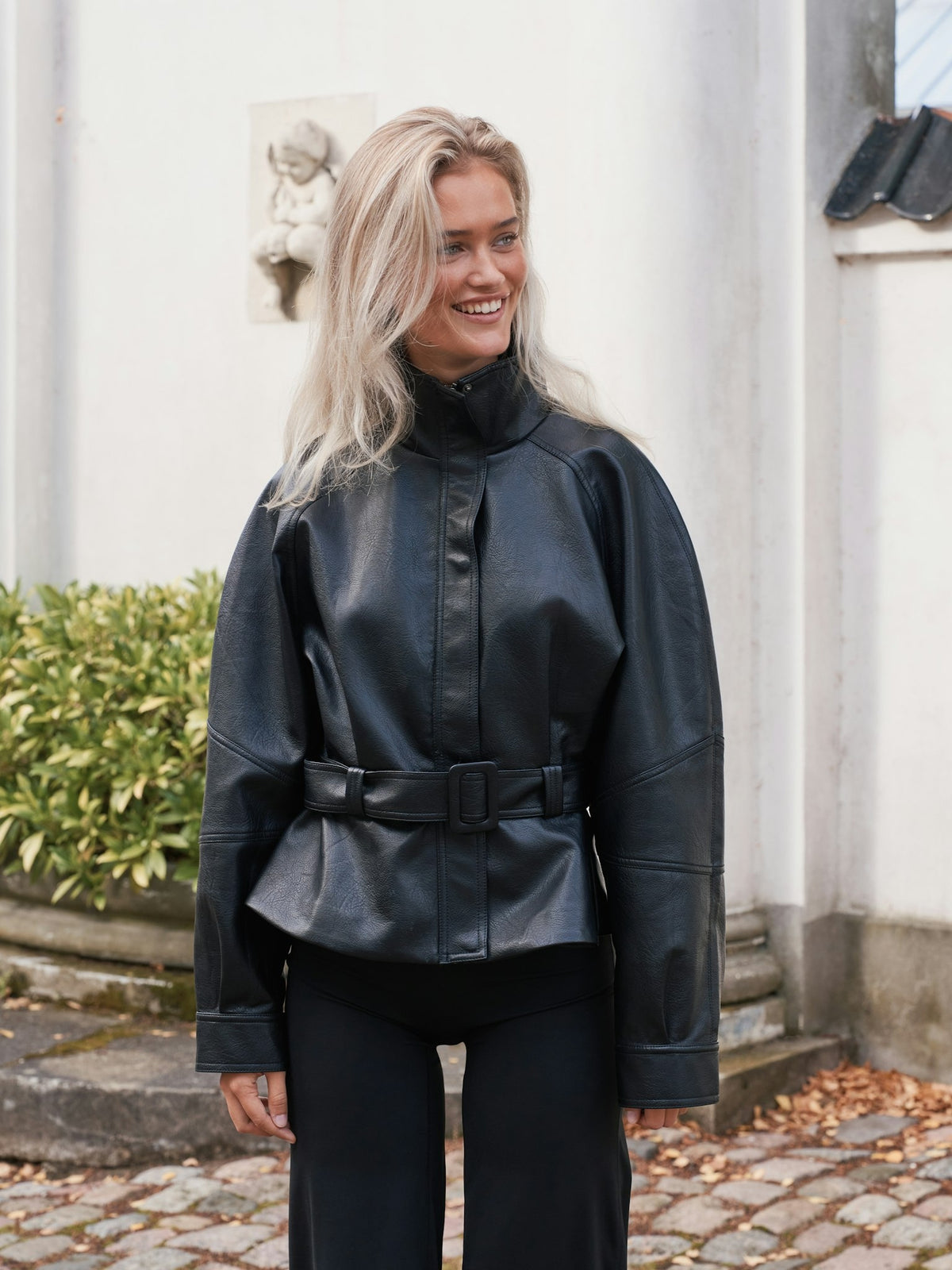 Jaclyn Faux Leather Jacket - Black