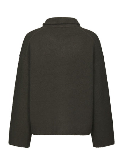 Asley Zip Knit Cardigan - Moss Green