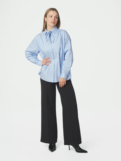Rochelle Scarf Fine Stripe Shirt - Light Blue